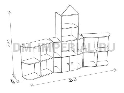 Оснащение детских садов, Шкафы, Стеллаж модульный Ракета ШС-005