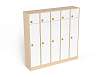 Шкаф 5-ти секционный с антресолью на цоколе (каркас береза с белыми фасадами)